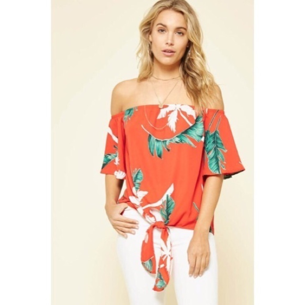 Florence Floral OTS Knot Top